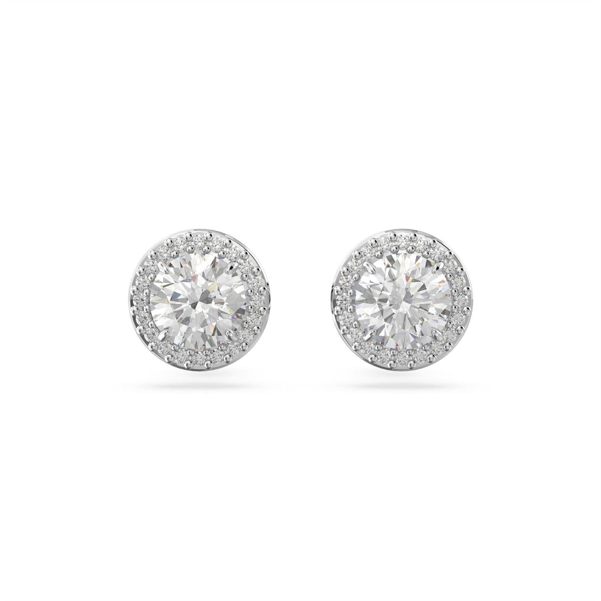 Swarovski Angelic Stud Earrings, Round Cut, Pavé, White, Rhodium Plated