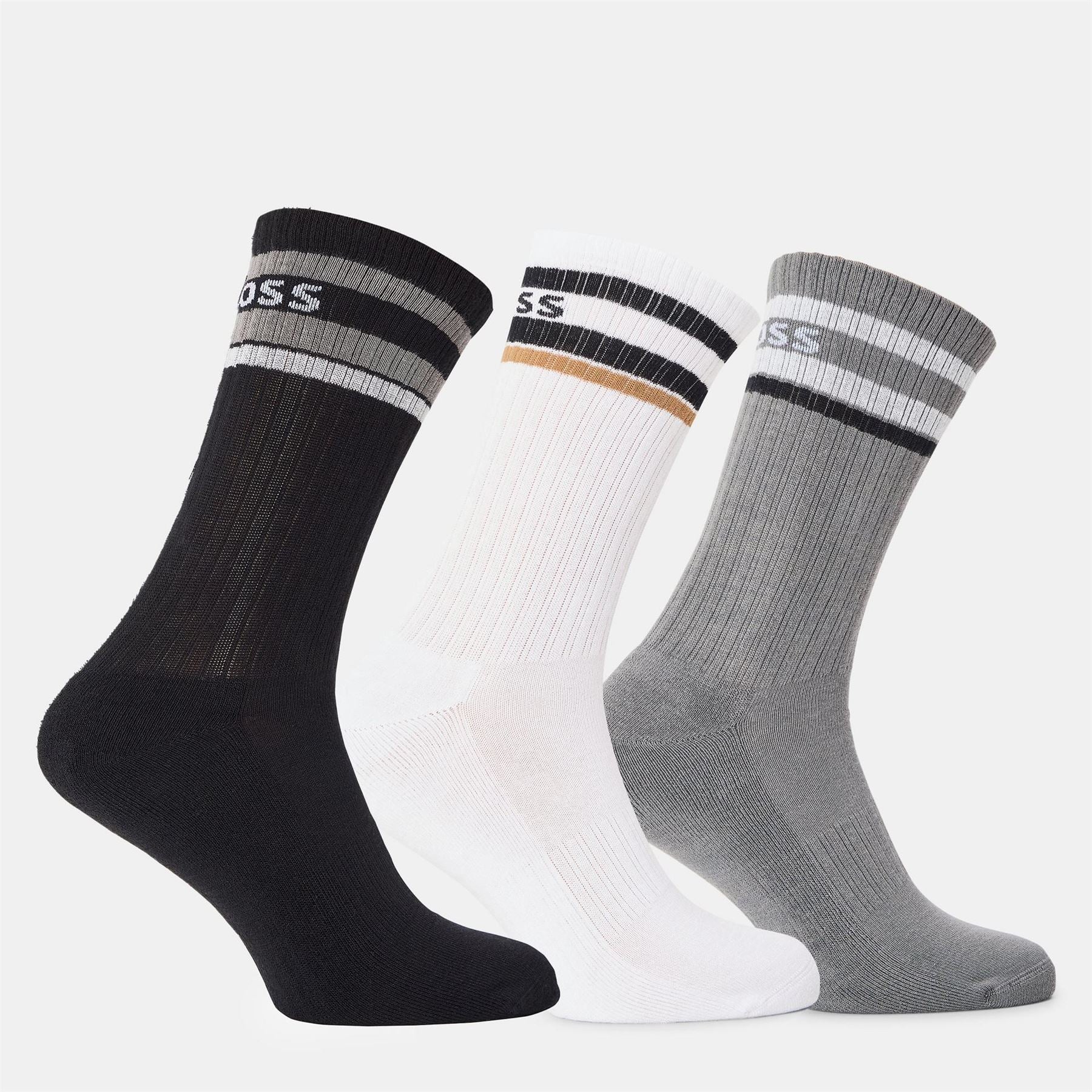 Boss BOSS Bodywear 3 Pack Rib Logo Stripe Socks