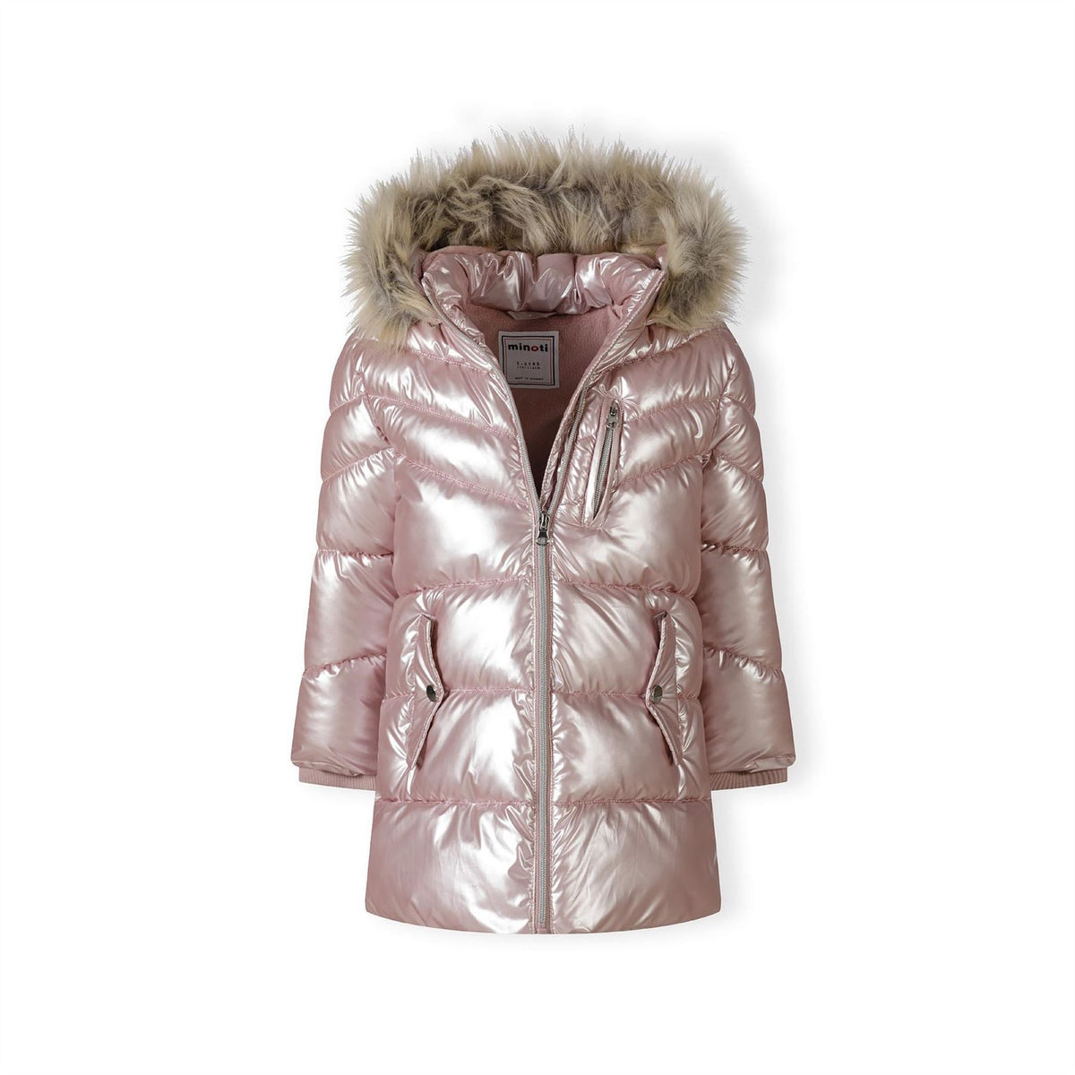 Minoti Winter Coat Detachable Faux Fur Pink