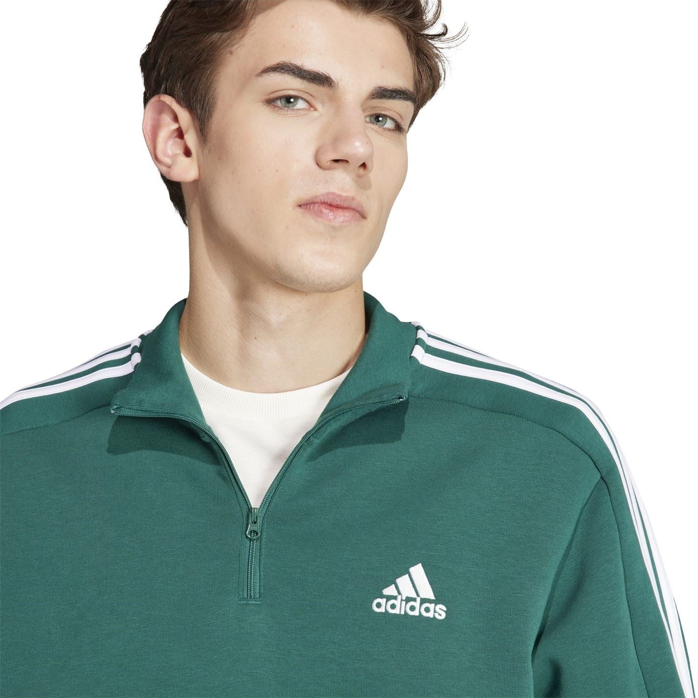 adidas Mens 3 Stripe Zip Top