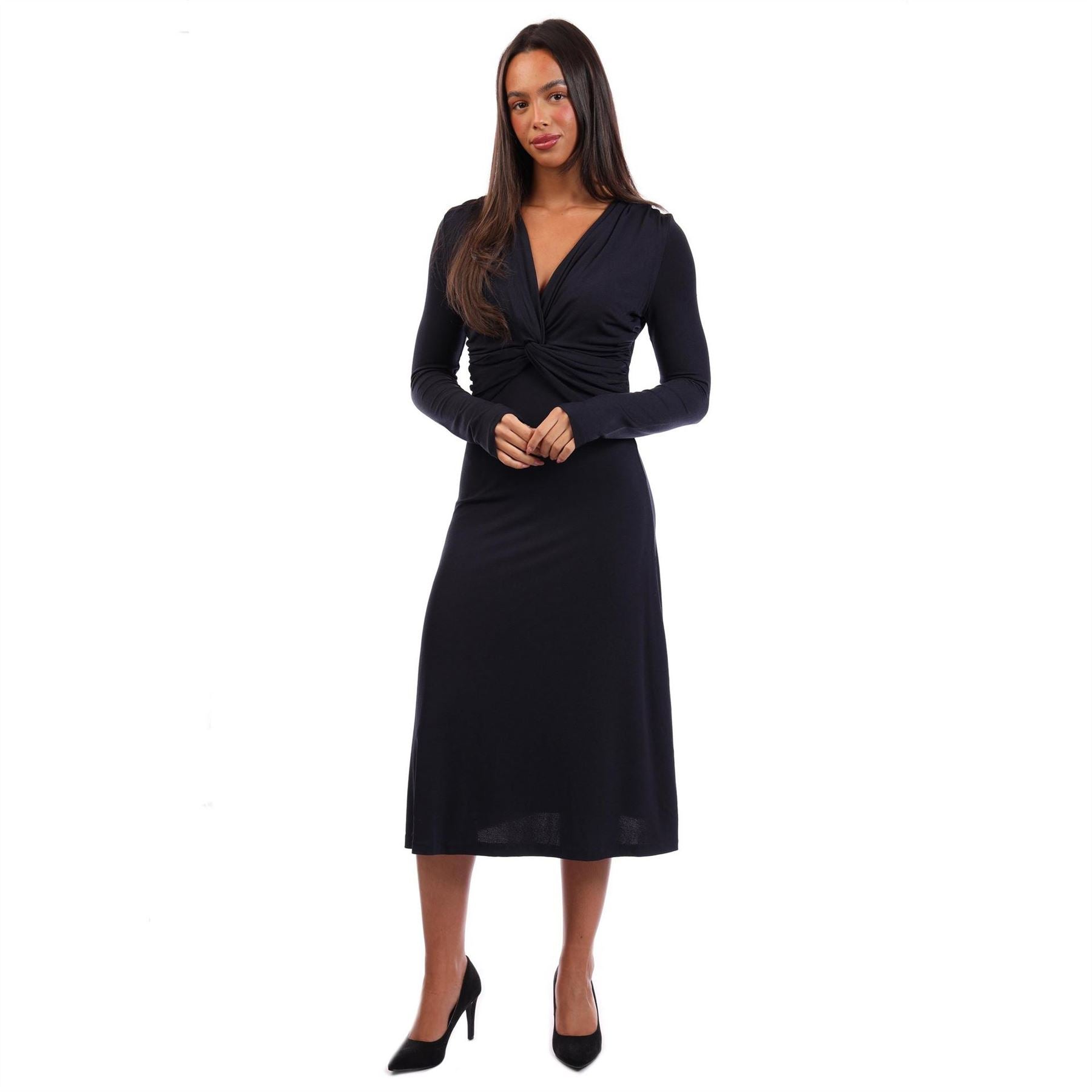 Boss Eulo V-Neck Long Sleeve Midi Wrap Dress