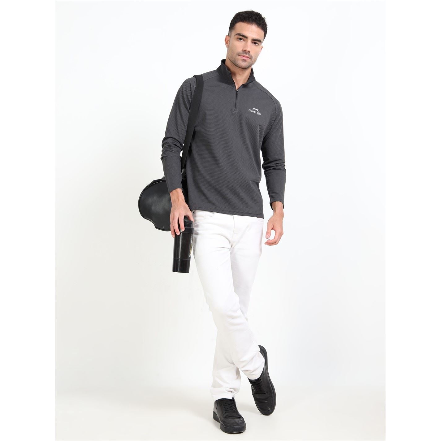 Slazenger Mens Hybrid Quarter Zip Sweatshirt