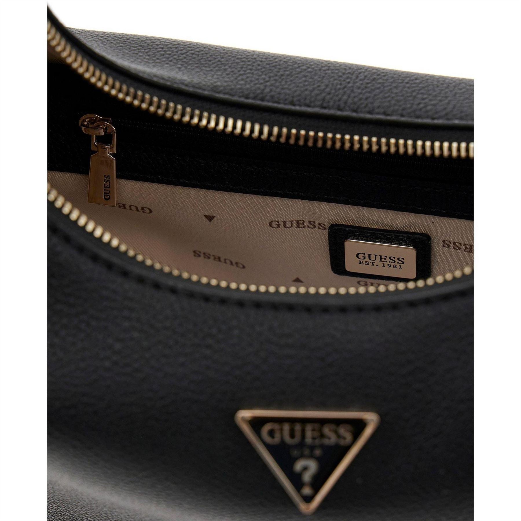 Guess Evie Crescent Shape Hobo Bag with Silver Tone Hardware