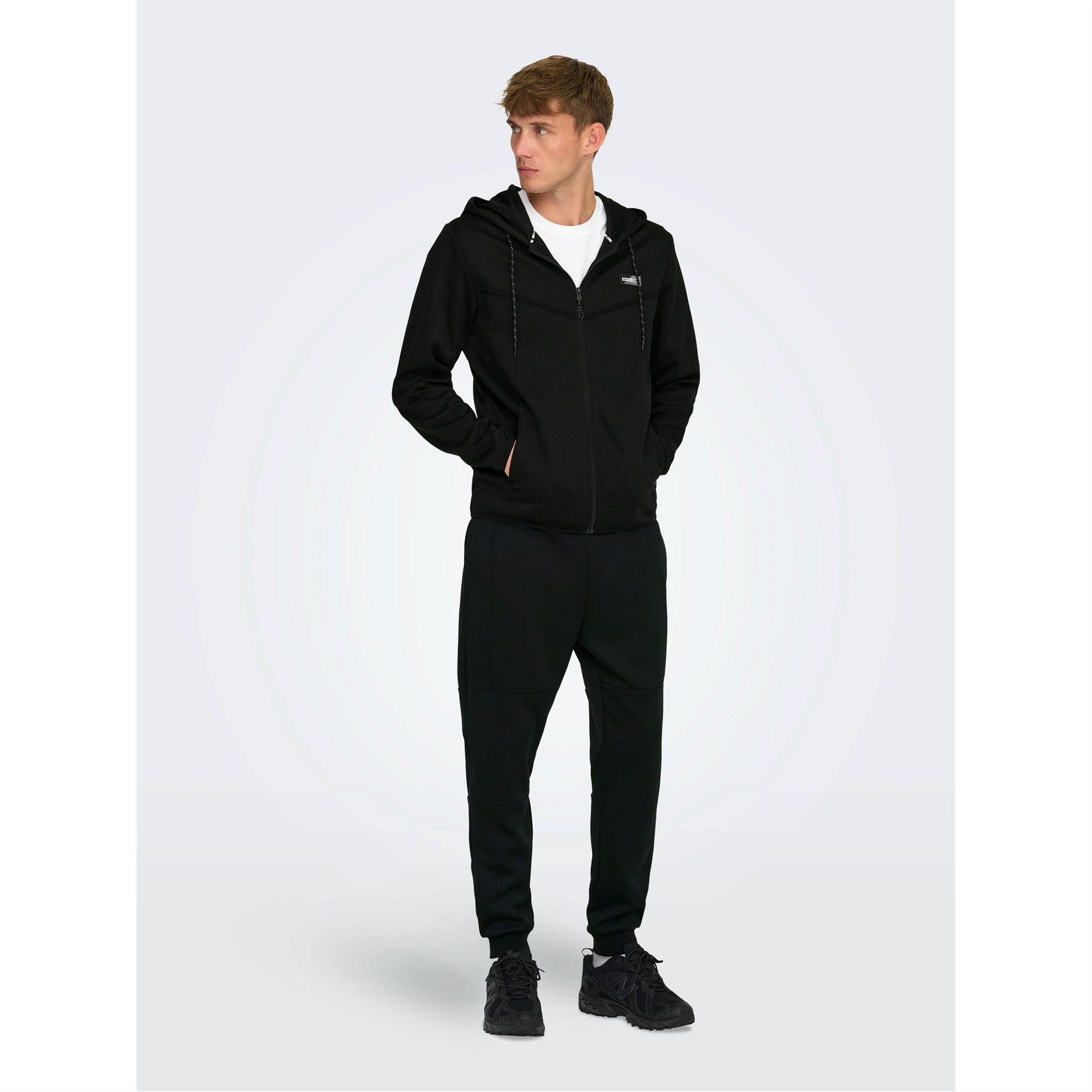 Only Hooded Ribbed Cuff Solid Patterned Sweat Jacket