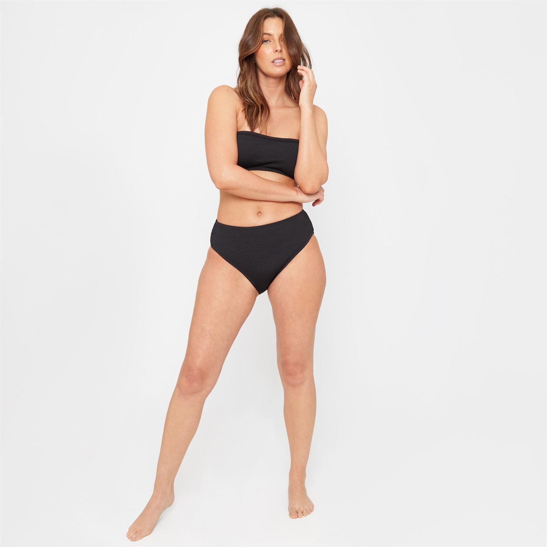 Be You Textured High Waist Bikini Bottoms
