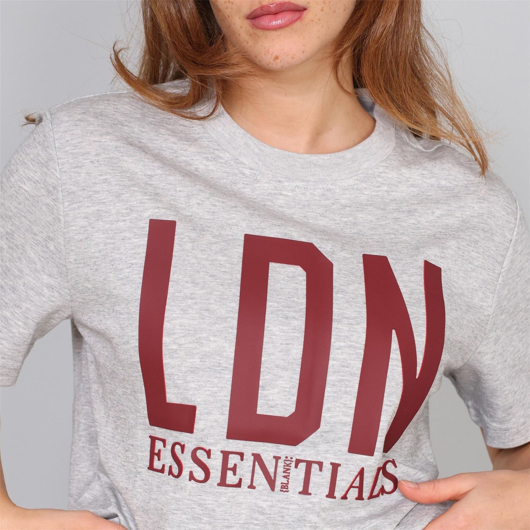 Blank Essentials Lettering Crew Neck Ribbed Collar Short Sleeve Jersey T-Shirt