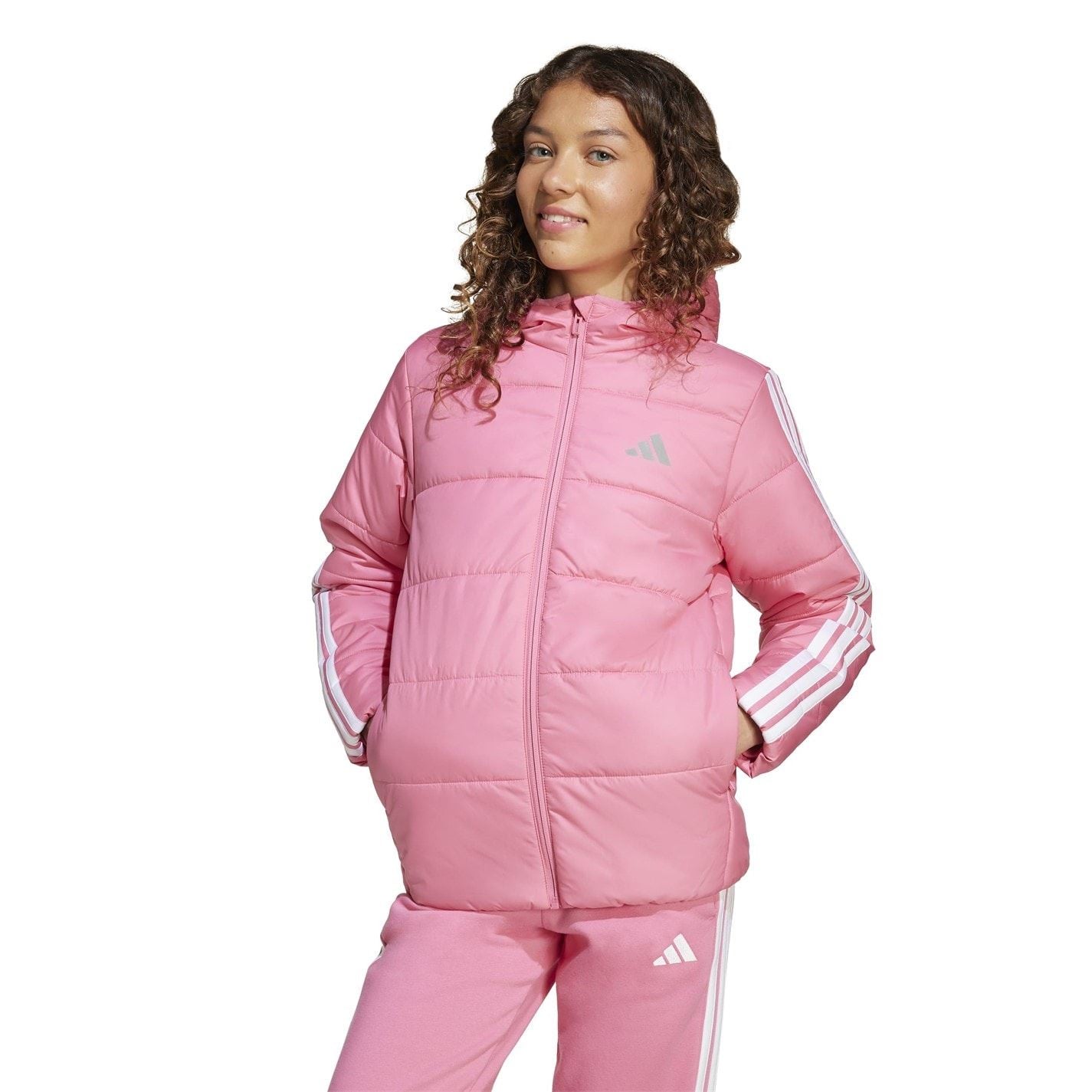 adidas Kids Essentials 3S Hooded Long Sleeve Puffer Jacket