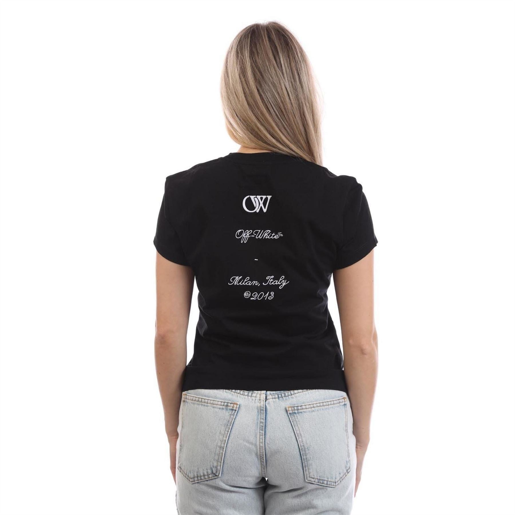 Off White Embroidered Fitted T-Shirt