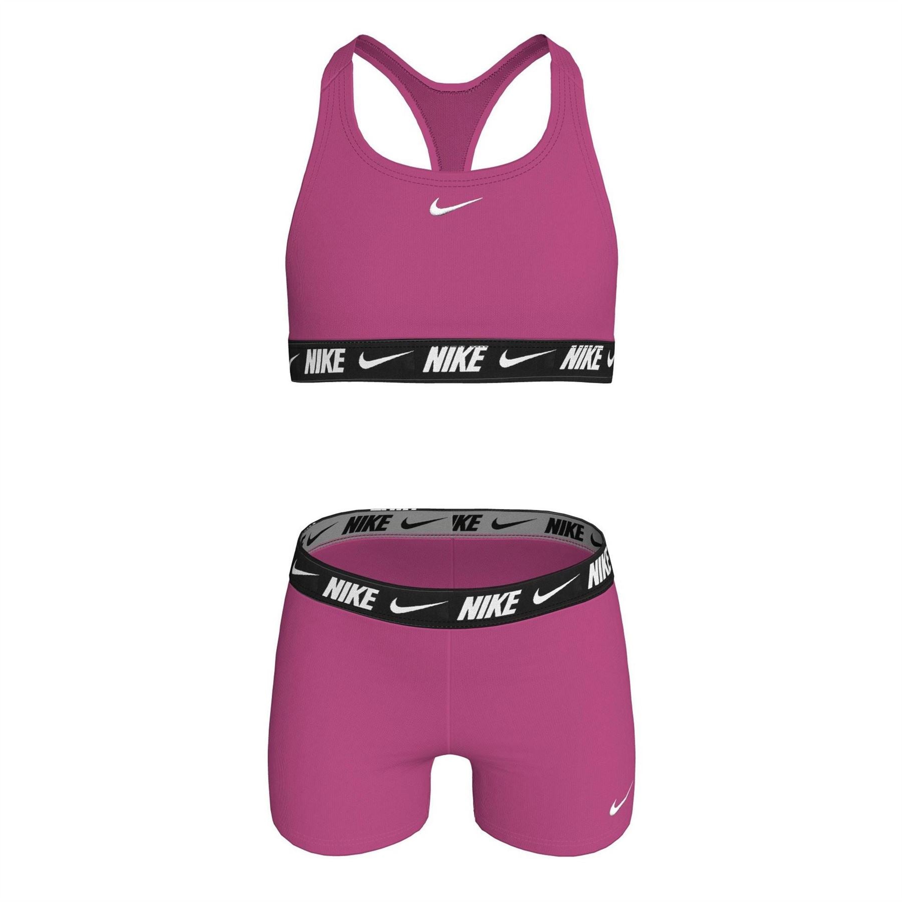 Nike Logo Tape Swim Big Kids (girls) Racerback Bikini  And  Short Set