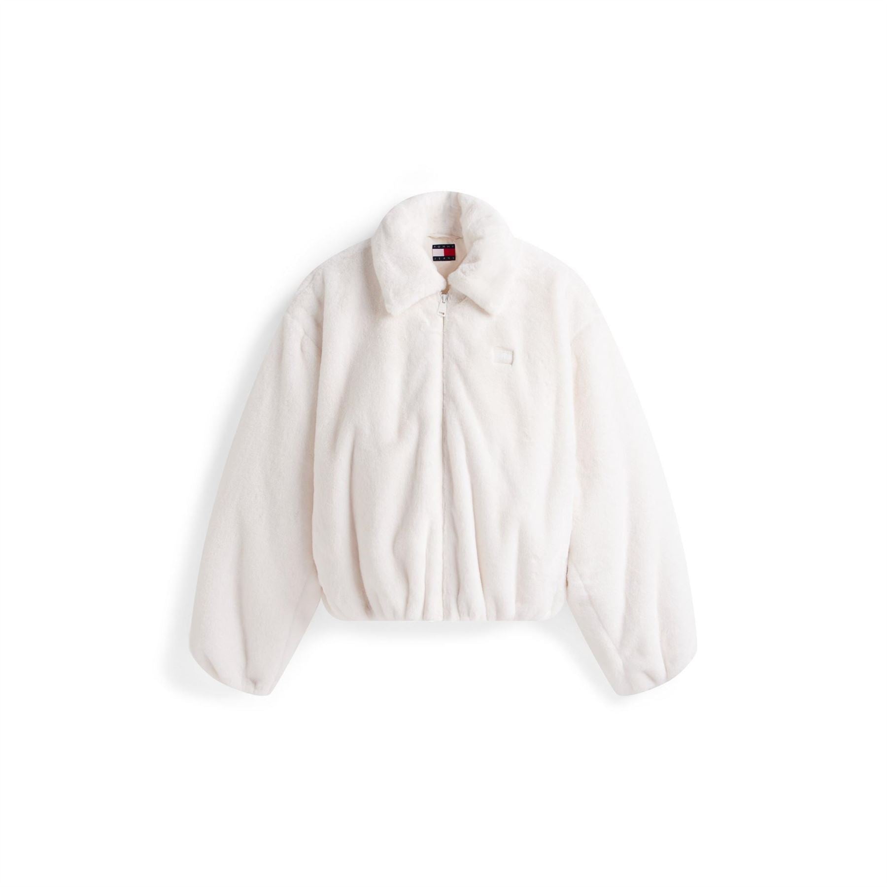 Tommy Jeans Solid Patterned Fauxfur Bomber Jacket