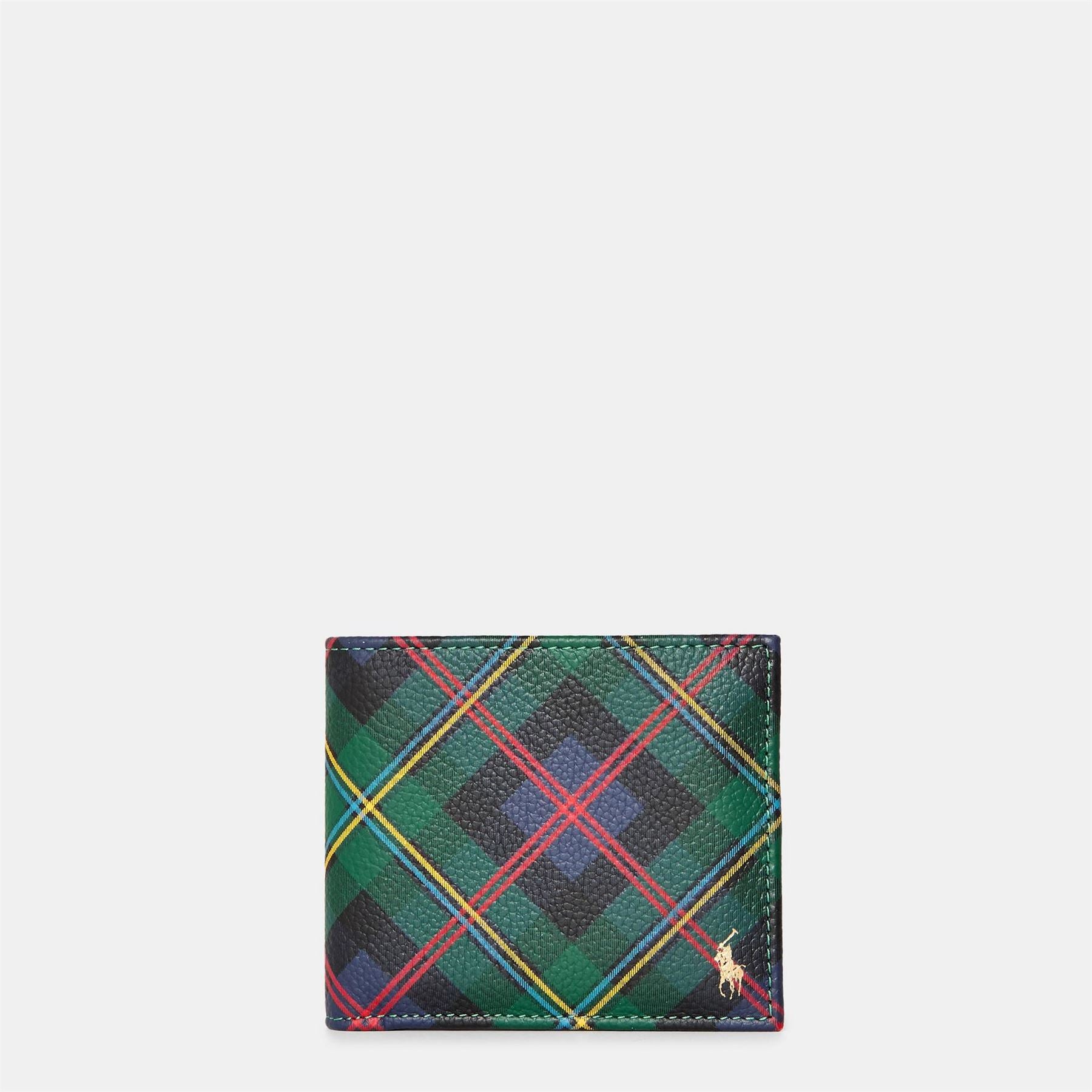 Polo Ralph Lauren Plaid Patterned Trifold Wallet with Embossed Logo