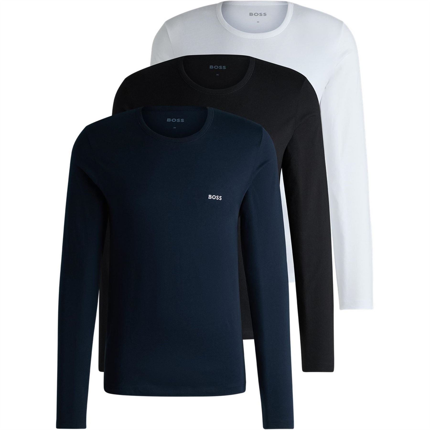 Boss 3 Pack Crew Neck Long Sleeve Regular Fit T-Shirt