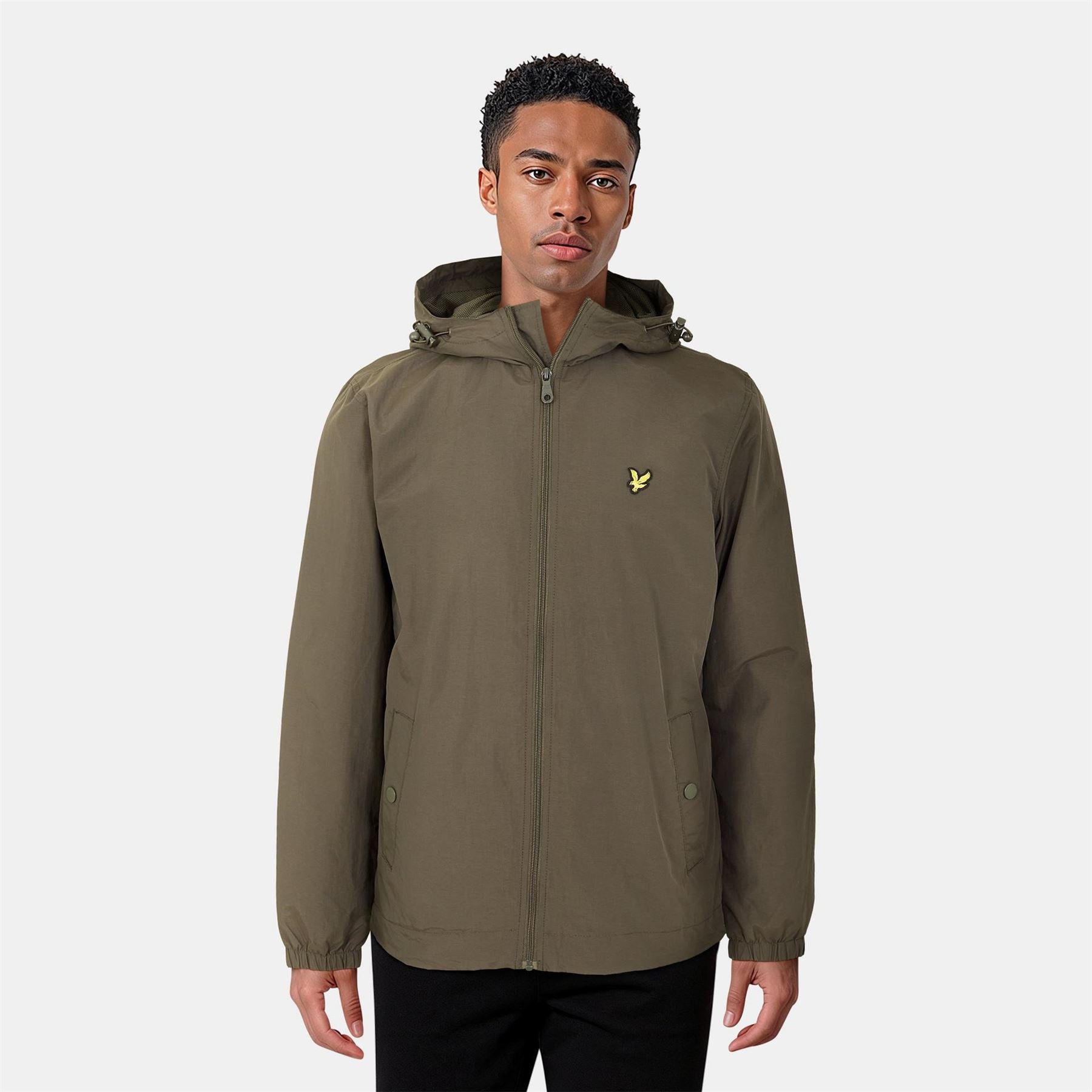 Lyle and Scott Zip Through Cotton Wind Resistant Long Sleeve Hooded Rain Anorak