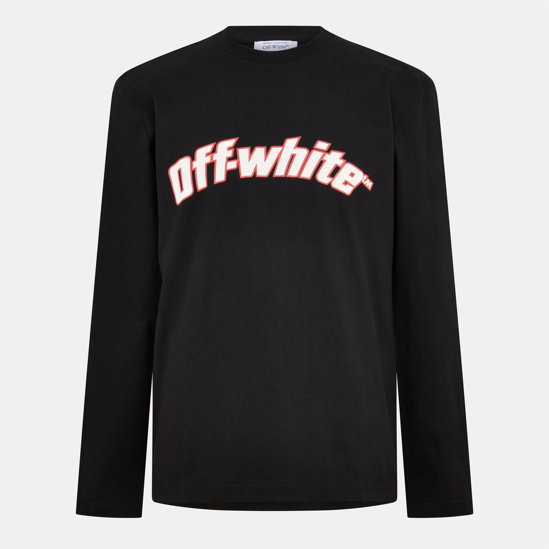 Off White Lacoste Lettering Crew Neck Long Sleeve T-Shirt