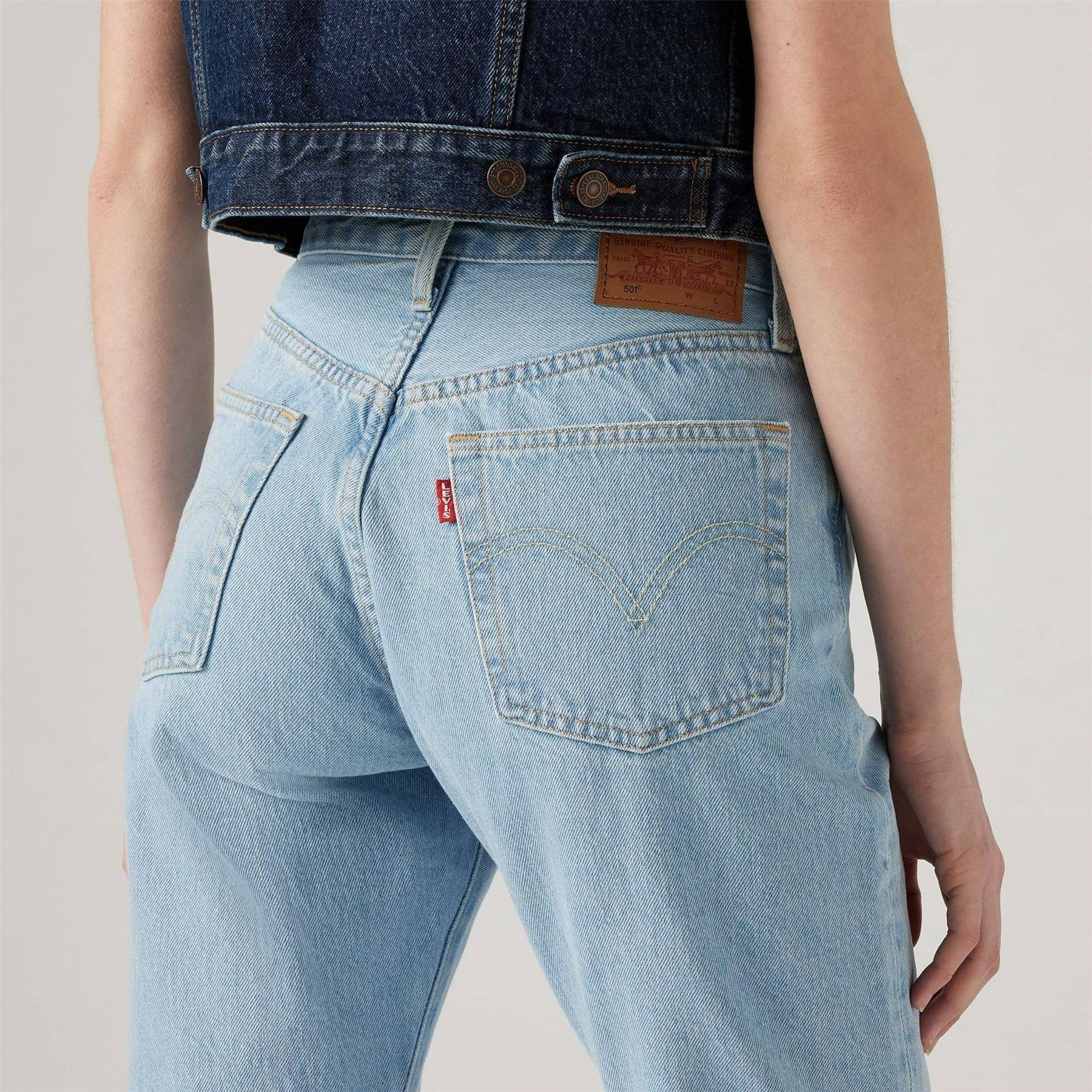 Levis 501 Cropped Mid Rise Cotton Straight Leg Jeans