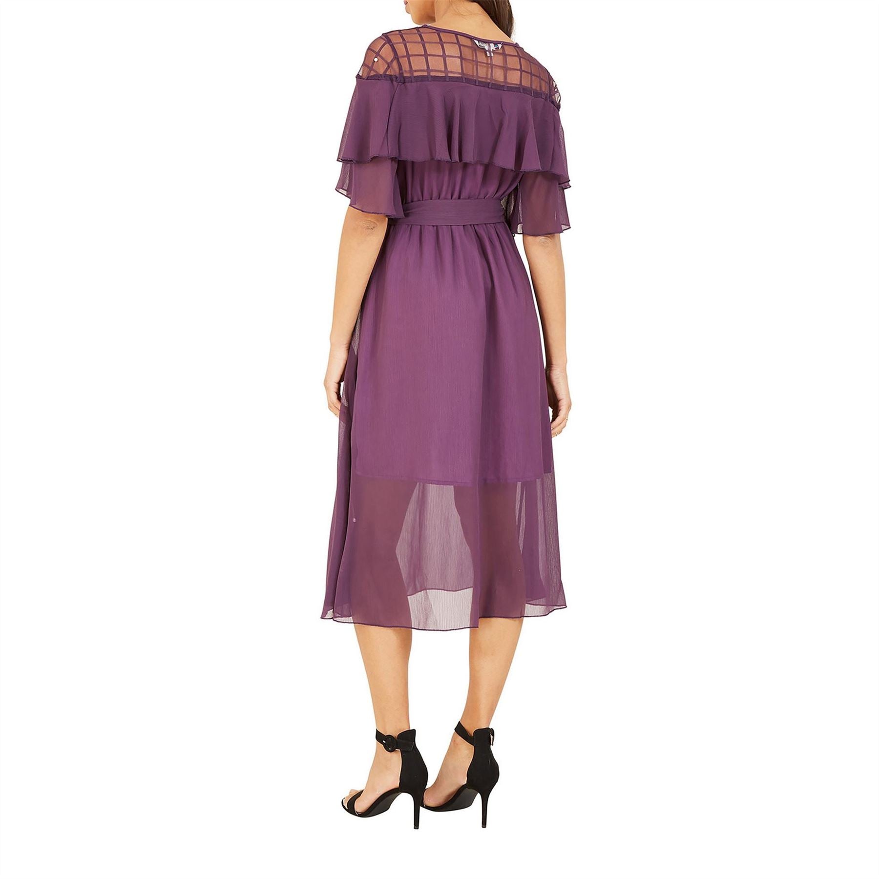 Yumi Frill Midi Dress In Purple
