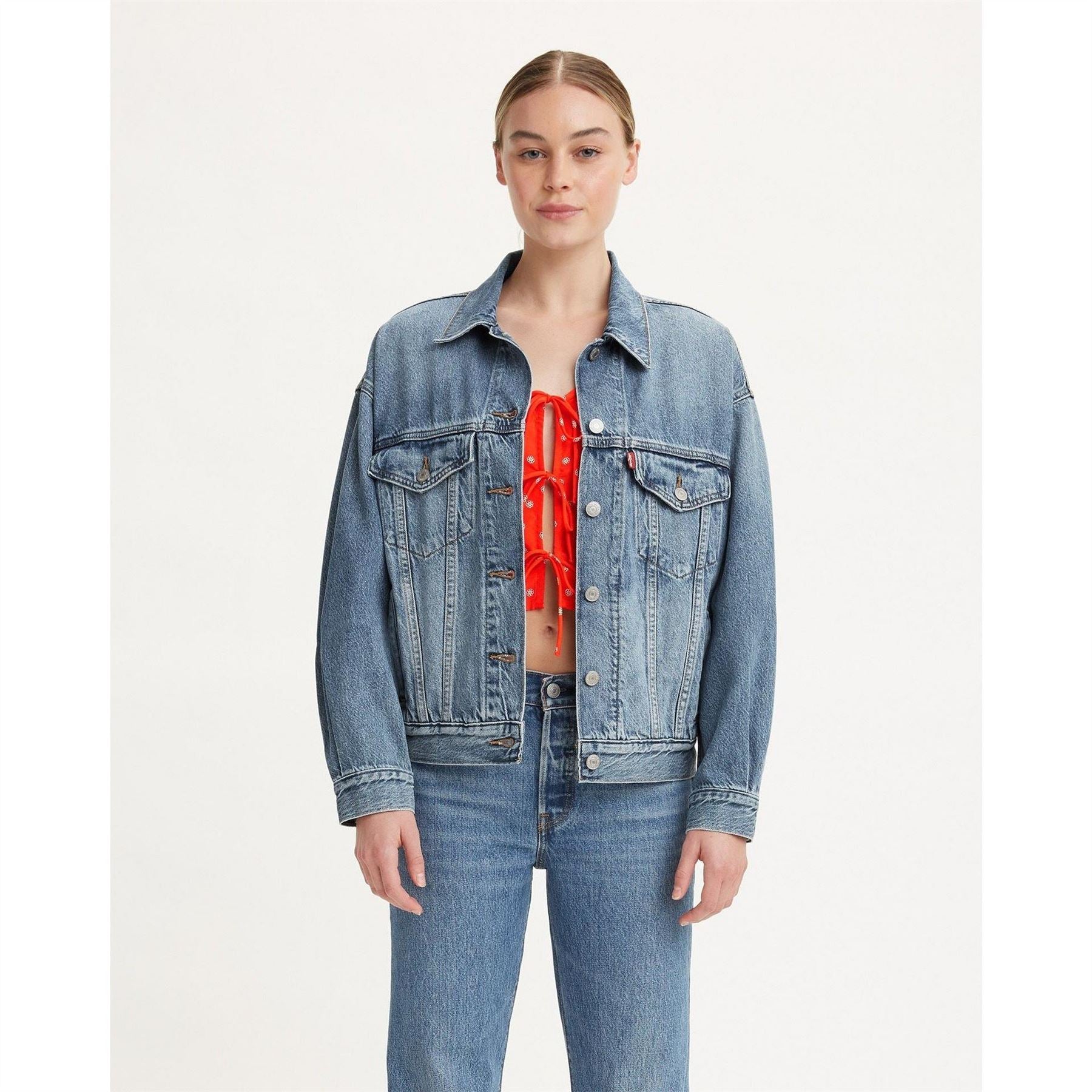 Levis Solid Patterned Denim Jacket with Chest Pocket