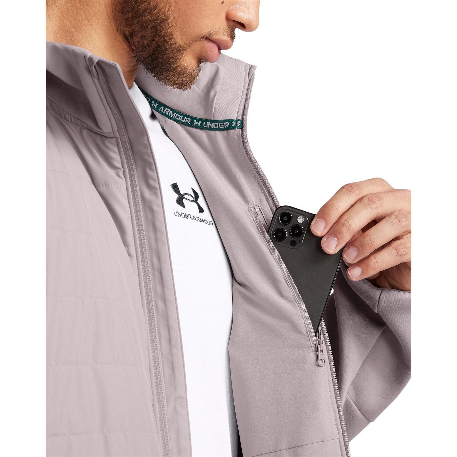 Under Armour Solid Patterned Hooded Ribbed Cuff Softshell Jacket
