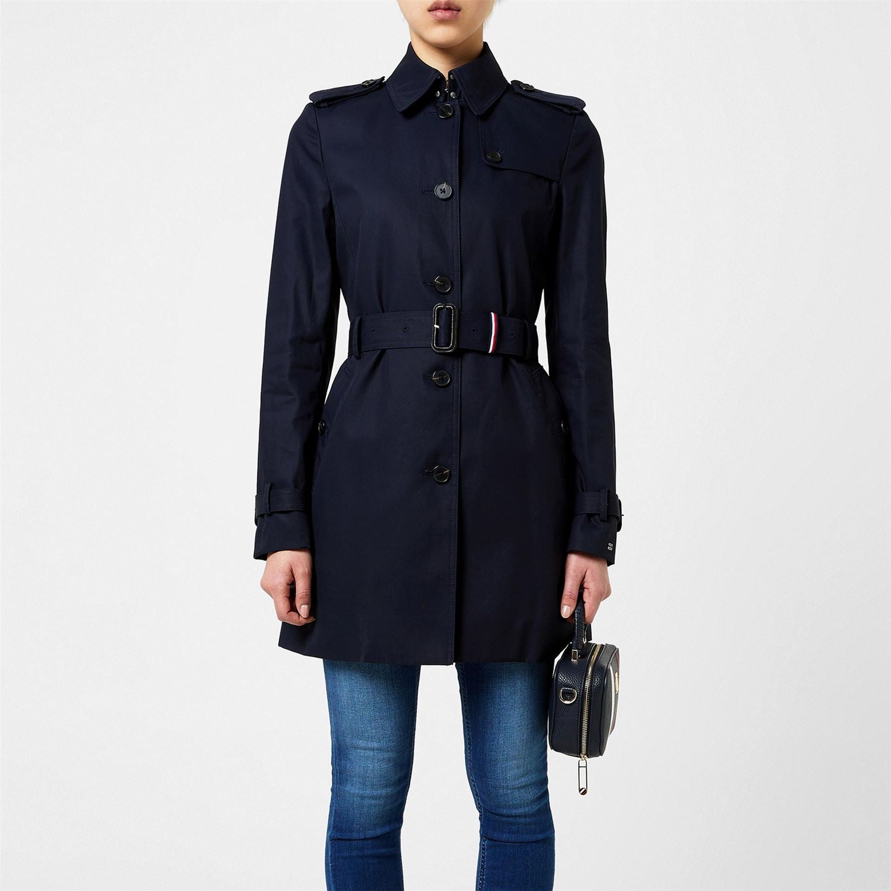 Tommy Hilfiger Single Breasted Cotton Long Sleeve Trench Coat