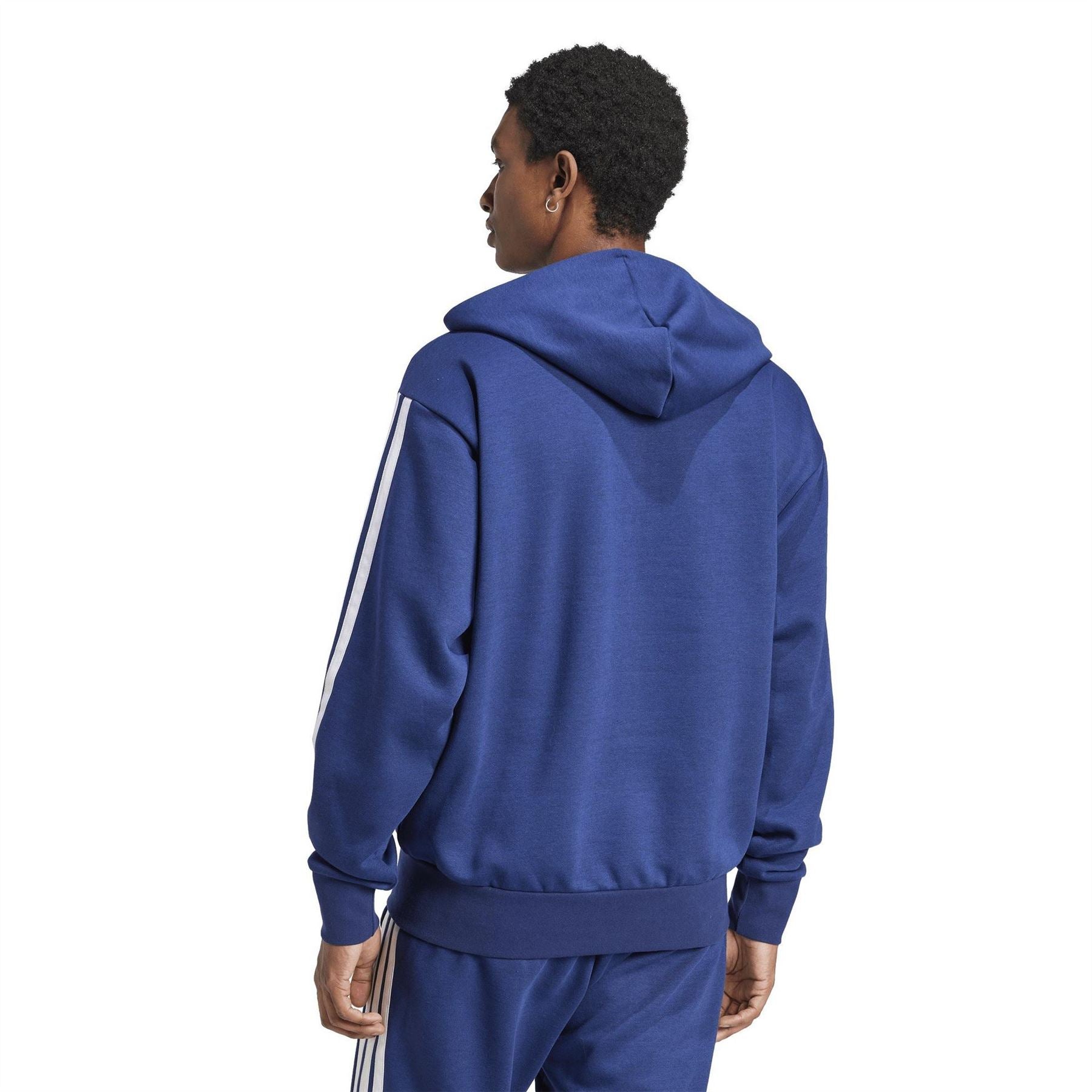 adidas Mens Essentials Fleece 3 Stripes Full Zip Hoodie