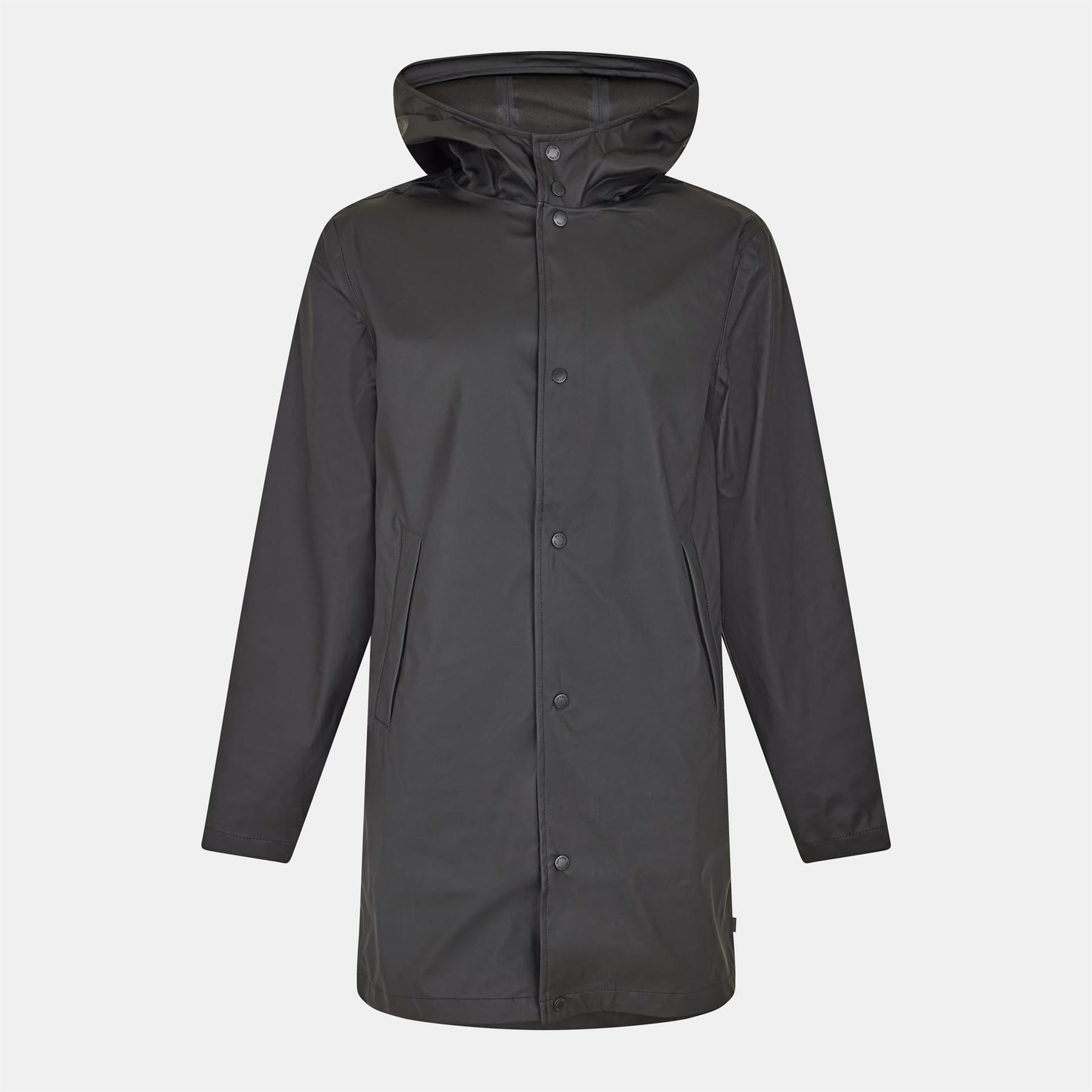 Only Solid Patterned Hooded Snap Button Rain Coat