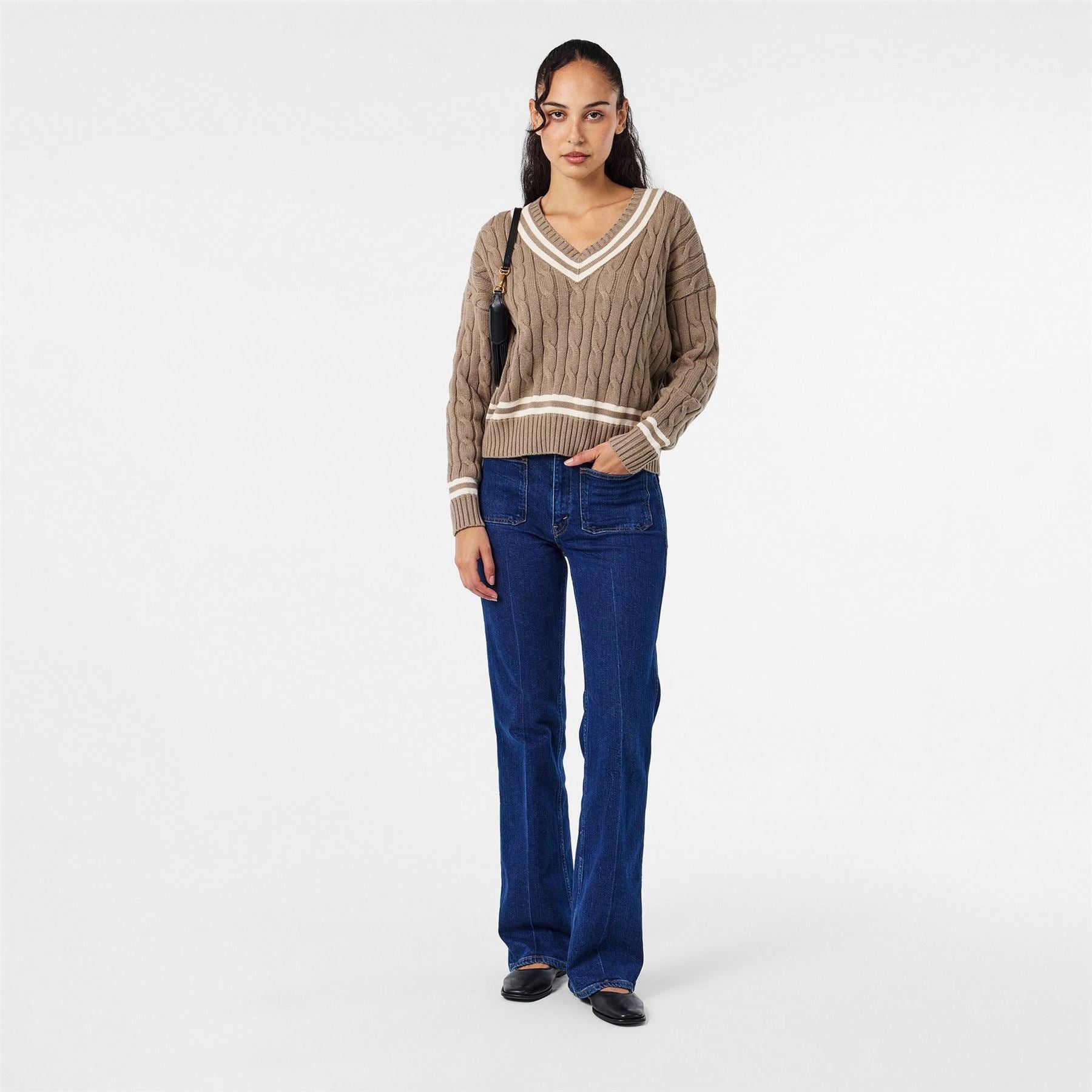 Lauren by Ralph Lauren V-Neck Long Sleeve Regular Fit Sweater