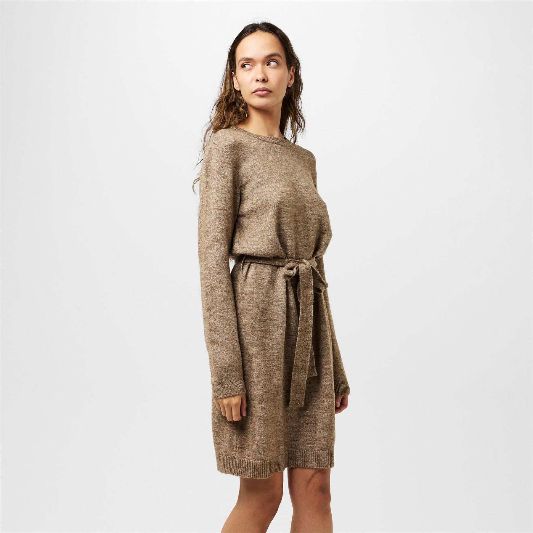Pieces Knit Turtleneck Long Sleeve Midi Sweater Dress