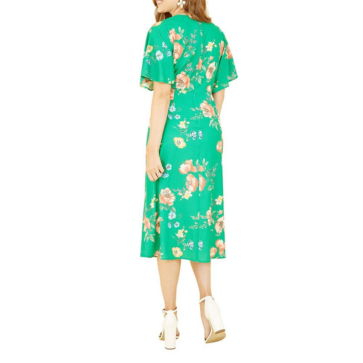 Yumi Navy Floral Kimono Midi Wrap Dress