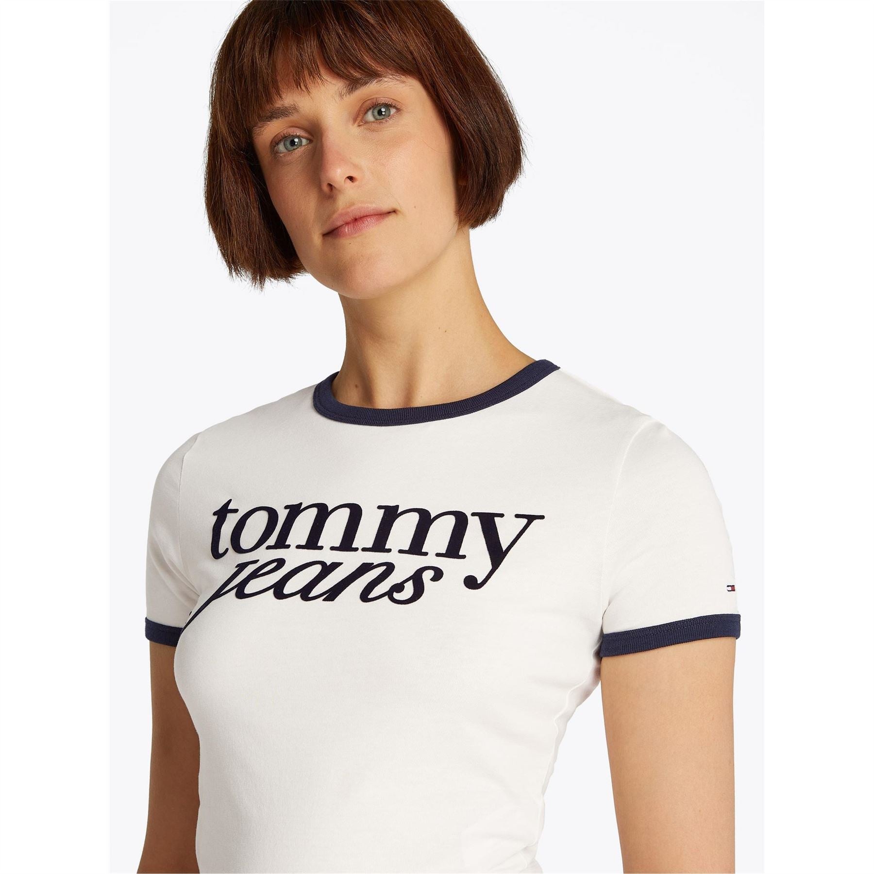 Tommy Jeans Script Slim Fit Cropped Short Sleeve Crew Neck T-Shirt