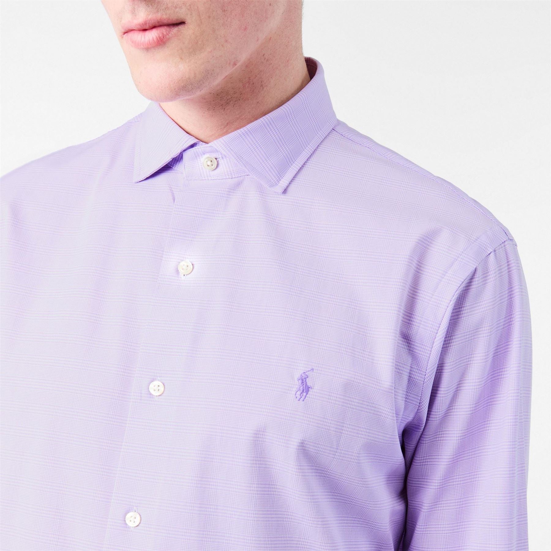 Polo Ralph Lauren Poplin Check Regular Fit Point Collar Cuff Sleeve Shirt