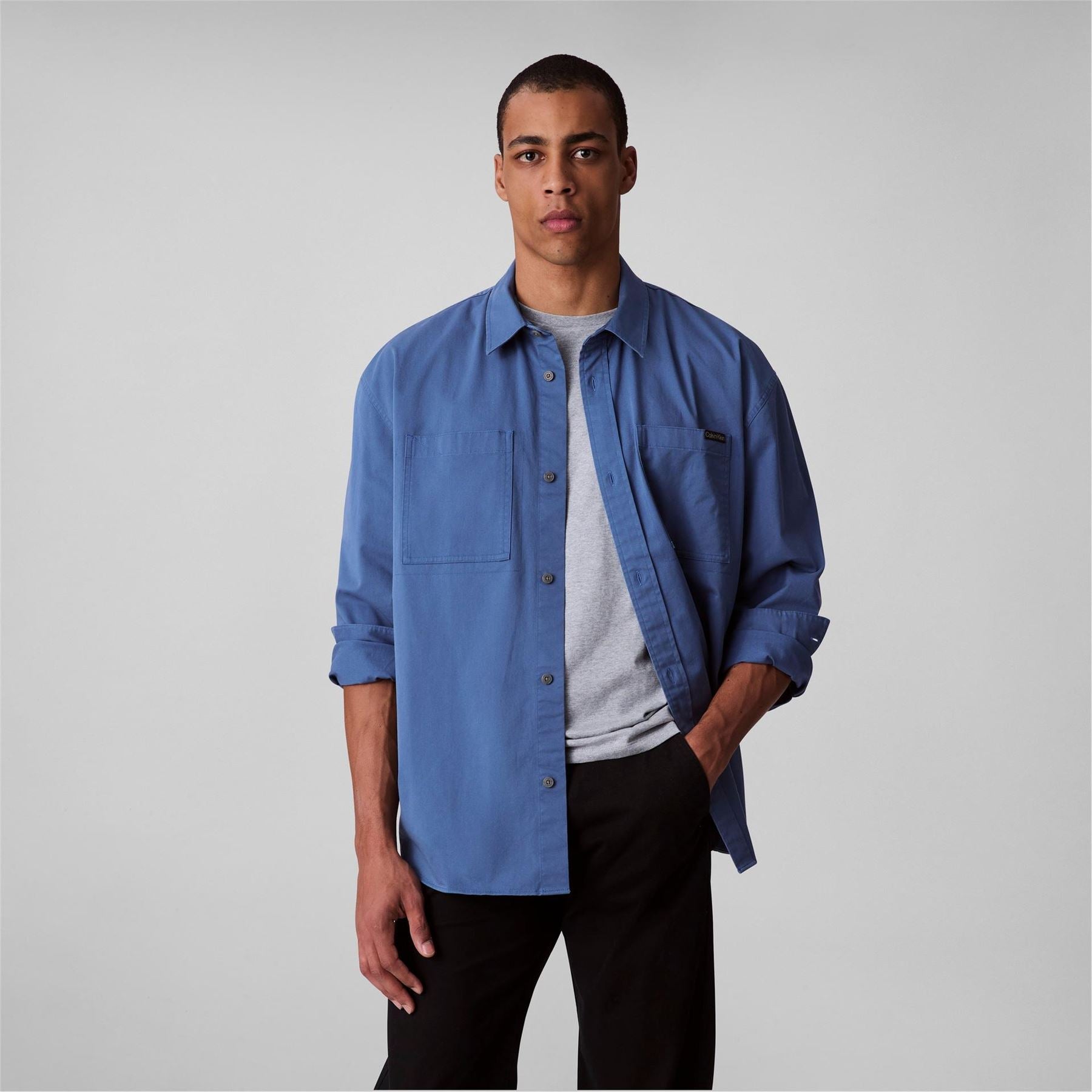 Calvin Klein Jeans Relaxed Chambray Cotton Long Sleeve Oversized Fit Overshirt