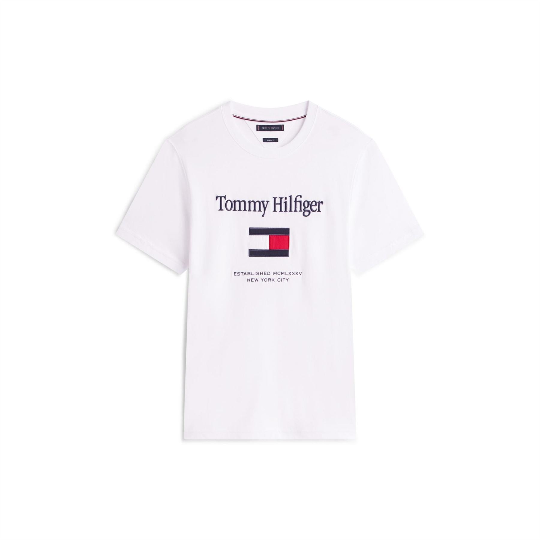 Tommy Hilfiger Embroidered Flag Graphic Crew Neck Short Sleeve T-Shirt