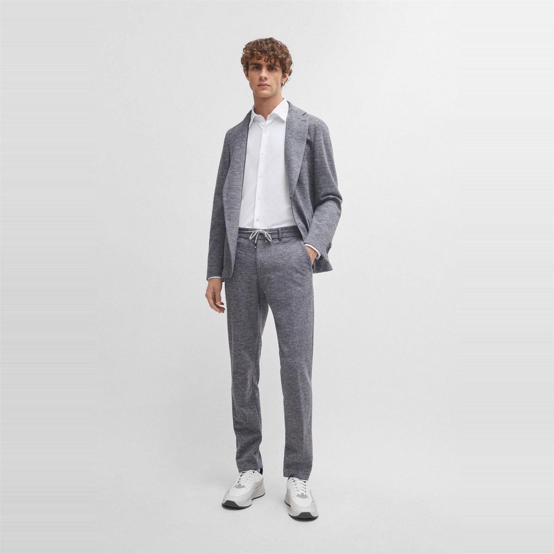 Boss Collared Neck Point Collar Long Sleeve Shirt