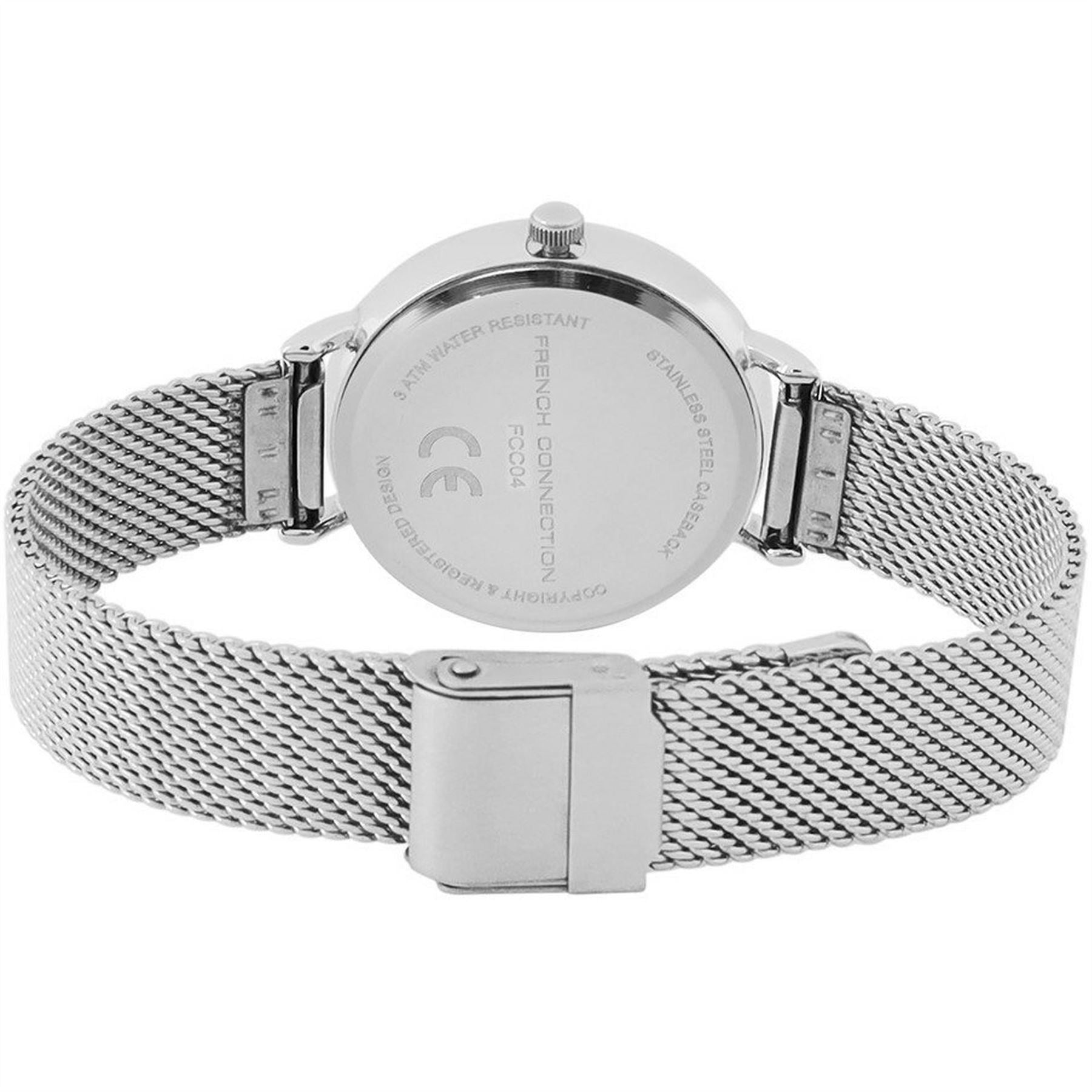 FCUK Silver Case Round Shape Silver Strap Quartz Watch