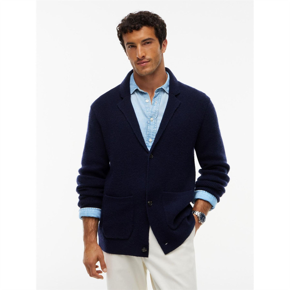 Tommy Hilfiger Ny V Neck Fine Knit Wool Relaxed Fit Cardigan