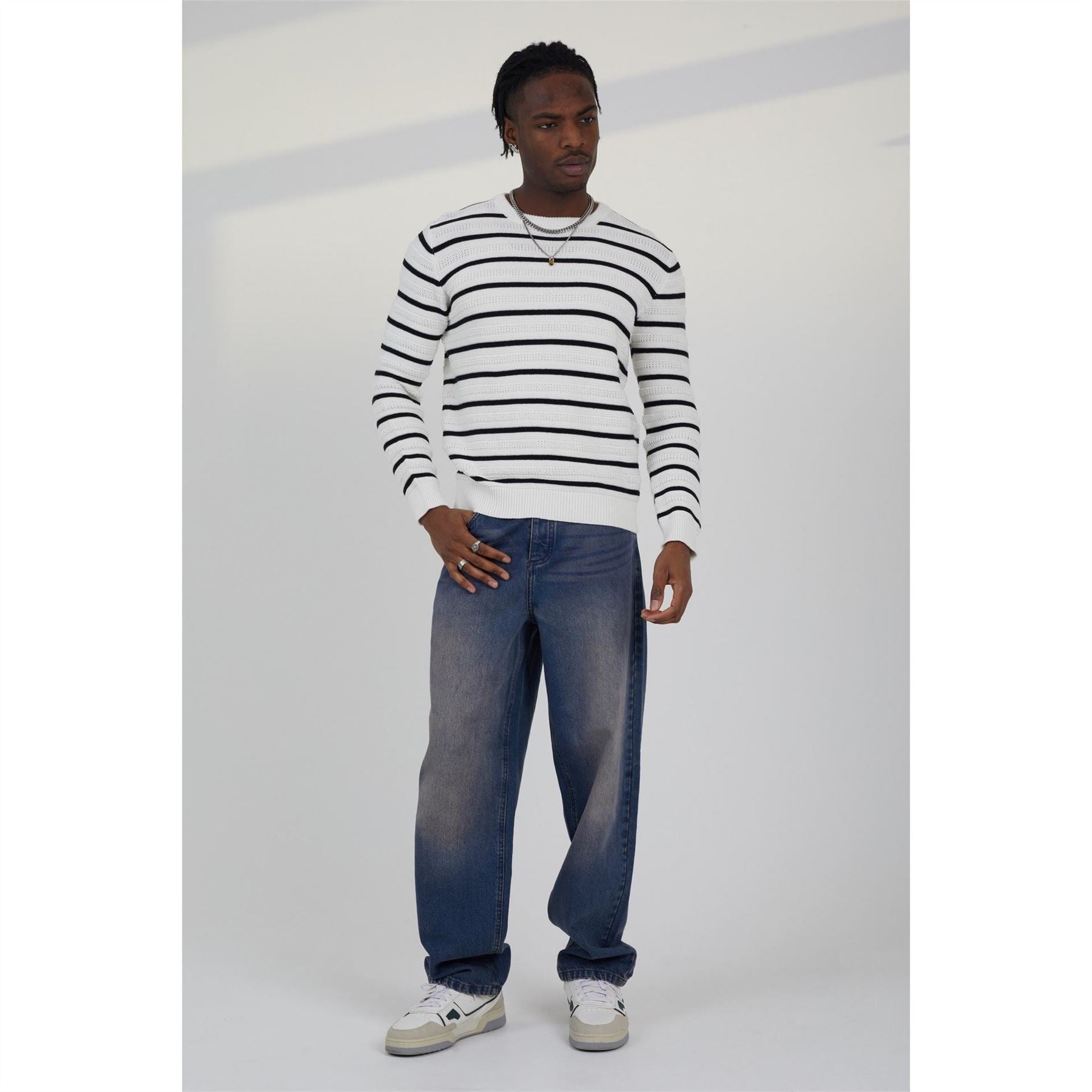 Brave Soul Neck Striped Jumper