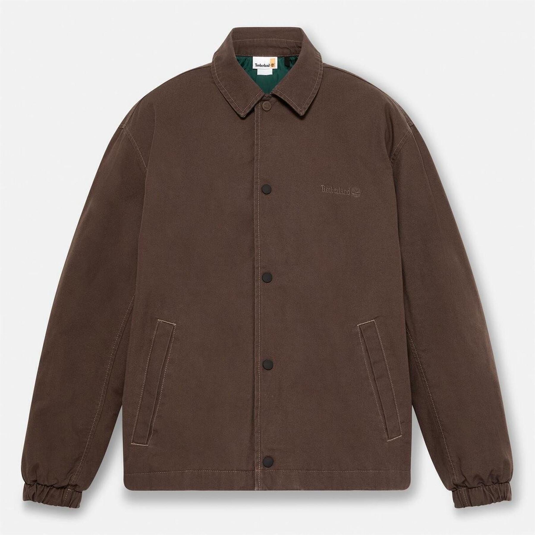 Timberland Coach Solid Patterned Snap Button Slant Pocket Overshirt