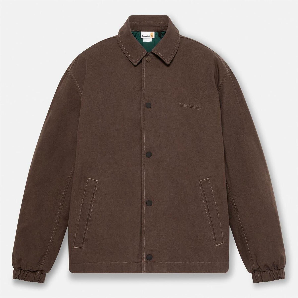 Timberland Coach Solid Patterned Snap Button Slant Pocket Overshirt