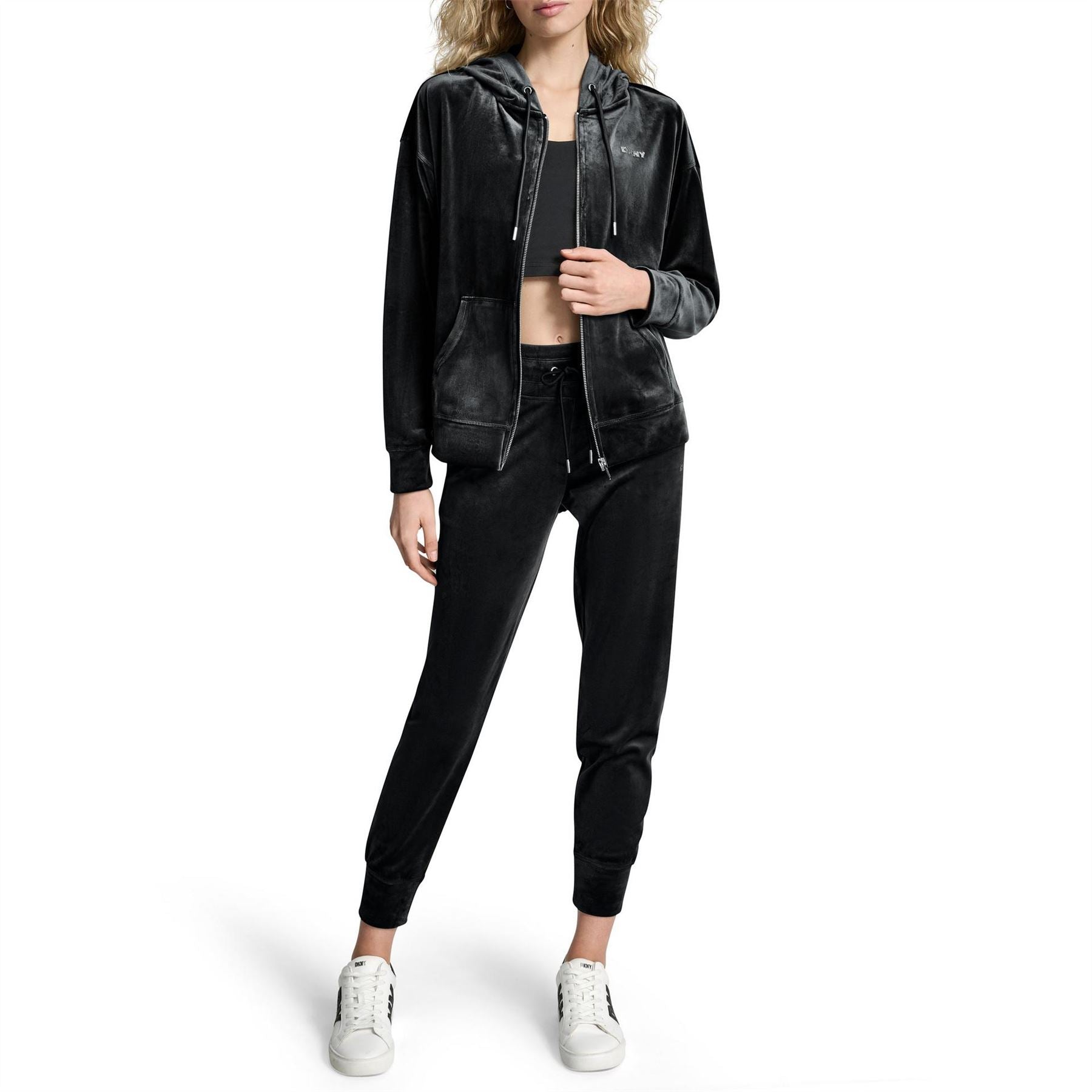 DKNY Sport Velour Full Zip Hoodie