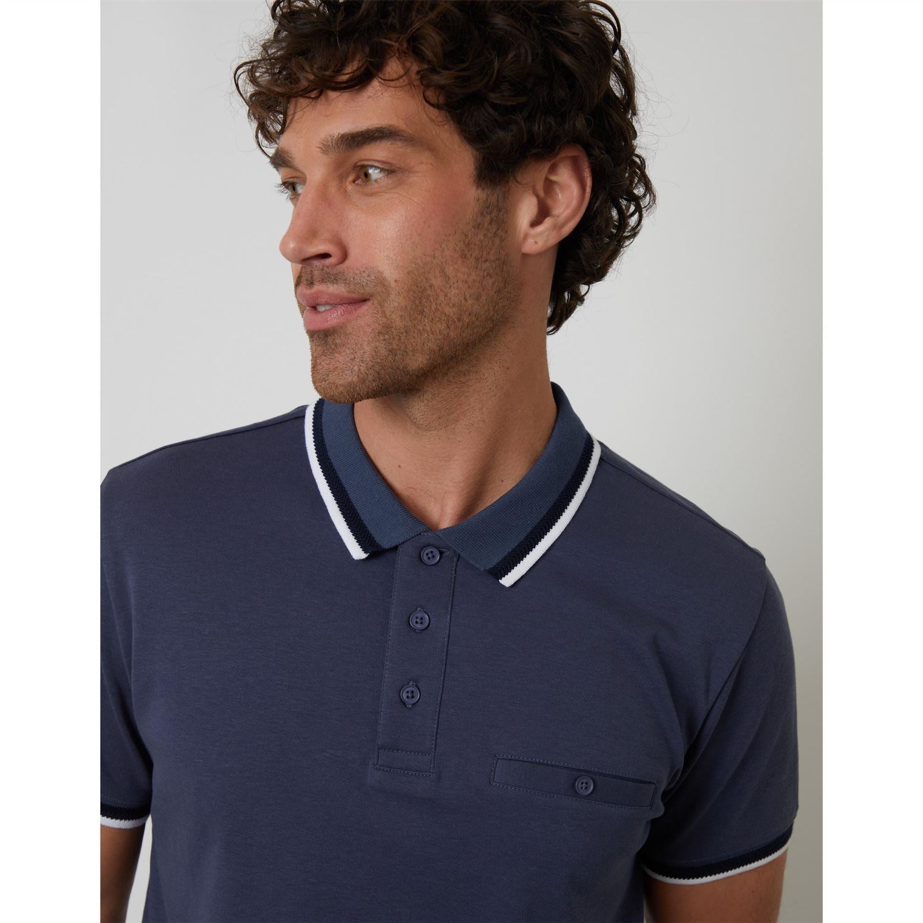 Threadbare Polo Donnegal Regular Fit Short Sleeve Shirt