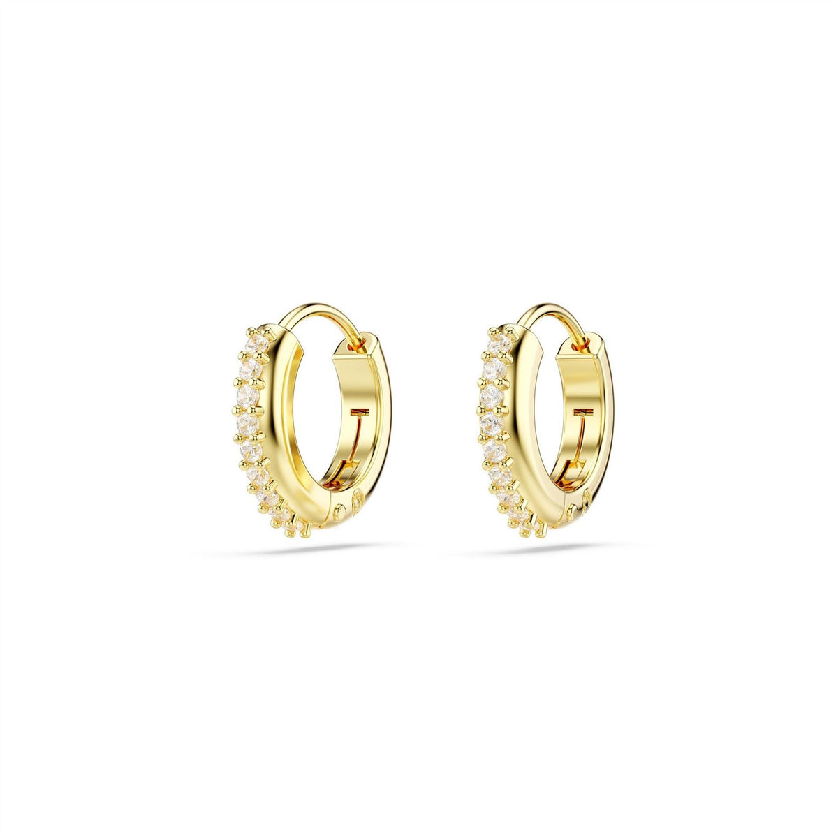 Swarovski Hoop Earrings, Round Cut, White, Rhodium Plated