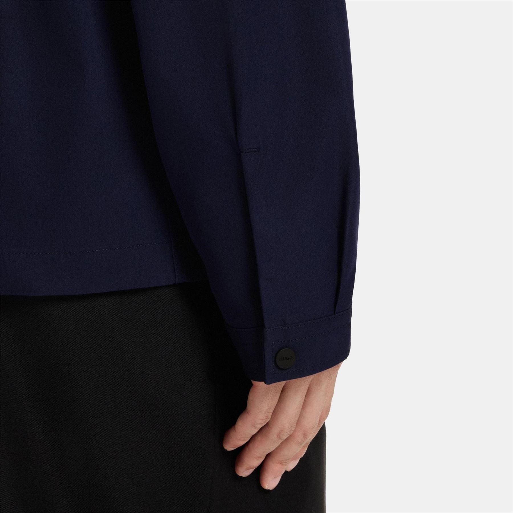 Hugo HUGO Emmond Cotton Long Sleeve Zip Overshirt   Contemporary Design with Logo Detail