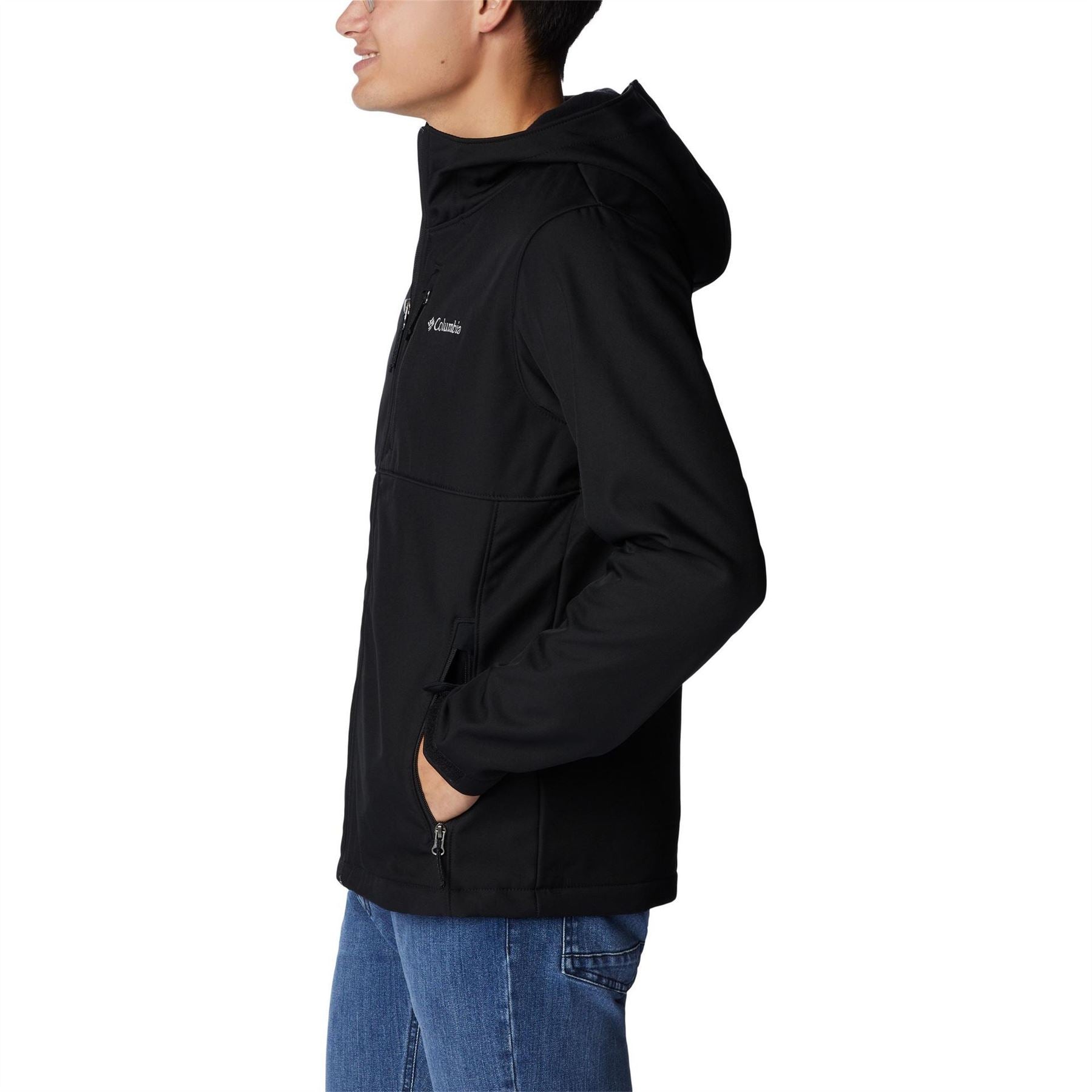 Columbia Ascender2 Solid Patterned Hooded Drawstring Softshell Jacket