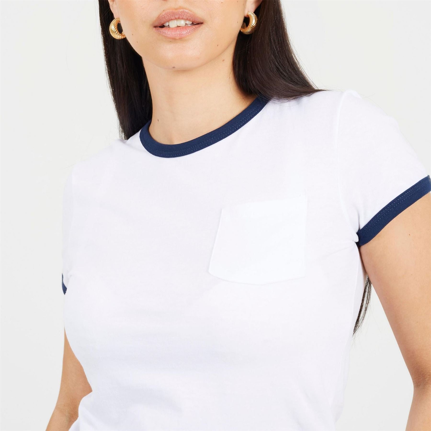 Brave Soul Sleeve Chest Pocket T Shit With Contrast Neck And Sleeve Rib