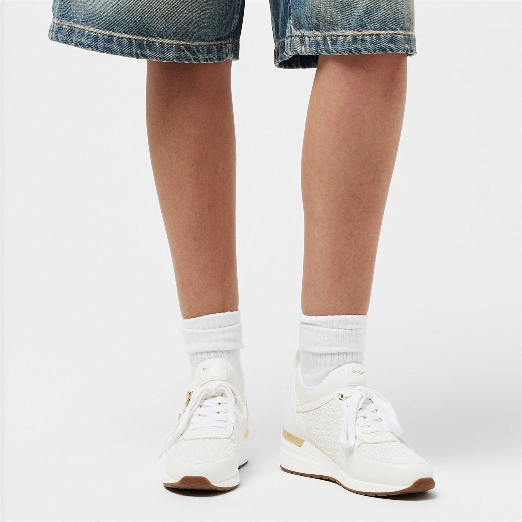 Dune London Textured Lace-Up Wedge Sneakers