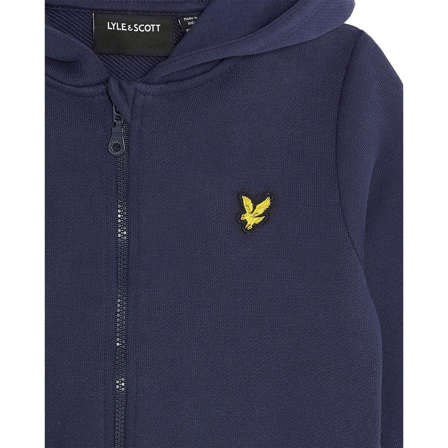 Lyle and Scott Solid Patterned Hooded Neck Ribbed Cuff Sweat Jacket
