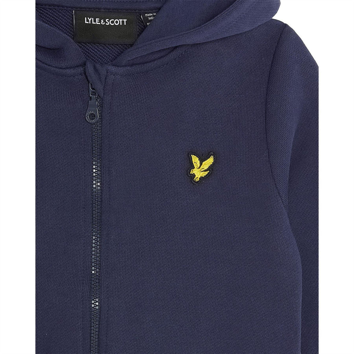 Lyle and Scott Solid Patterned Hooded Neck Ribbed Cuff Sweat Jacket