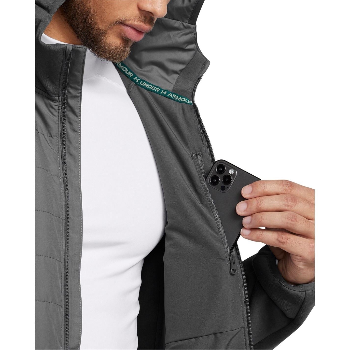 Under Armour Solid Patterned Hooded Ribbed Cuff Softshell Jacket