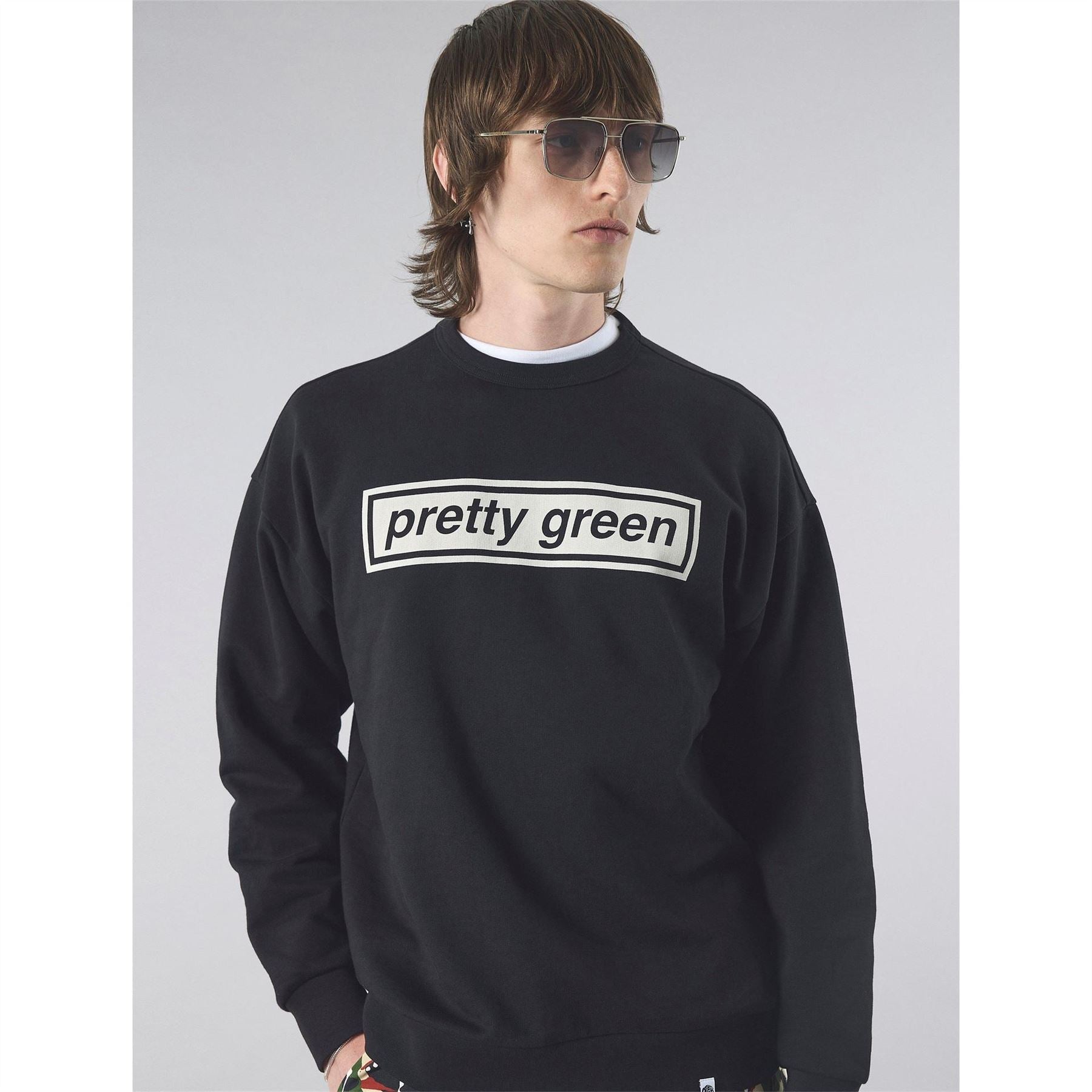 Pretty Green Box Print Logo Long Sleeve Sweatshirt