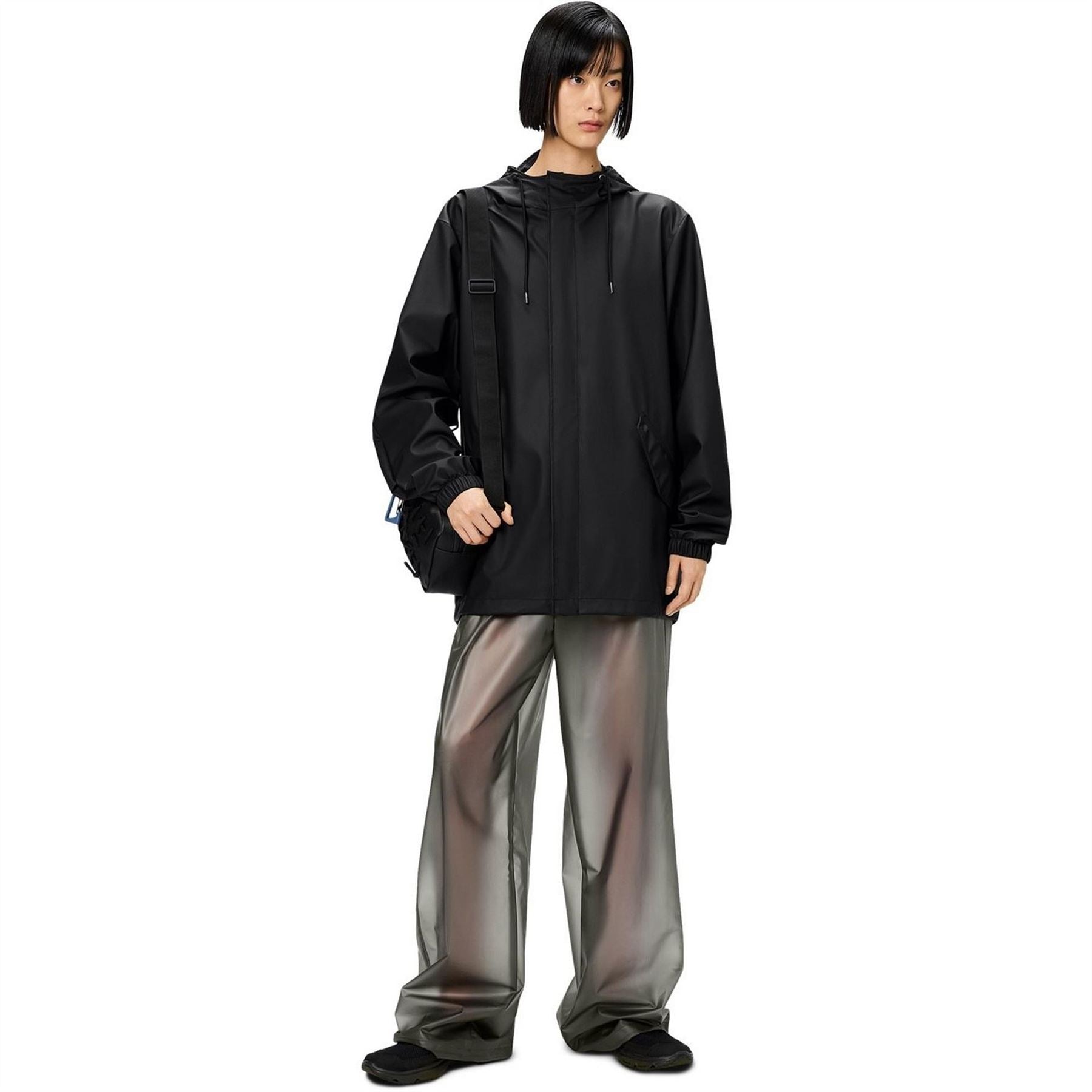 Rains Hooded Fishtail Solid Patterned Rain Jacket
